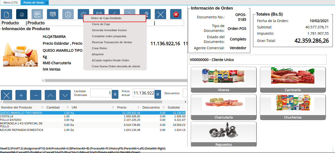 Opción Crear Retiro Detallado de POS