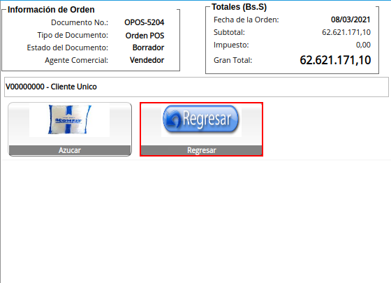 opción regresar de categoría o grupo