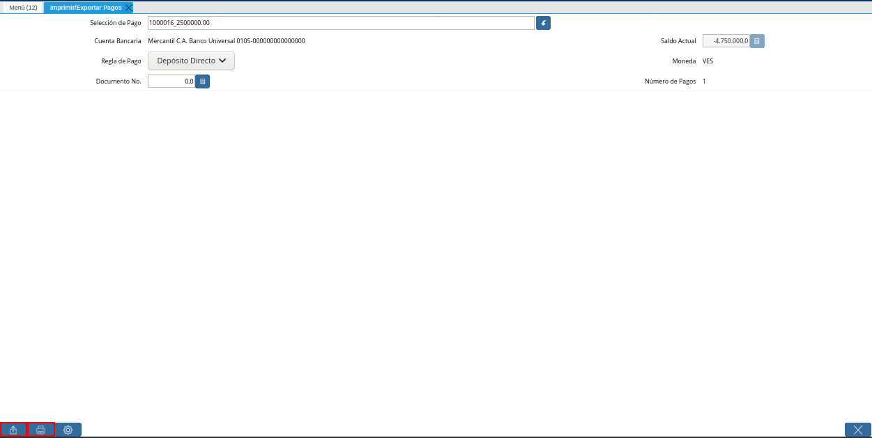 Opciones Imprimir Exportar Pagos