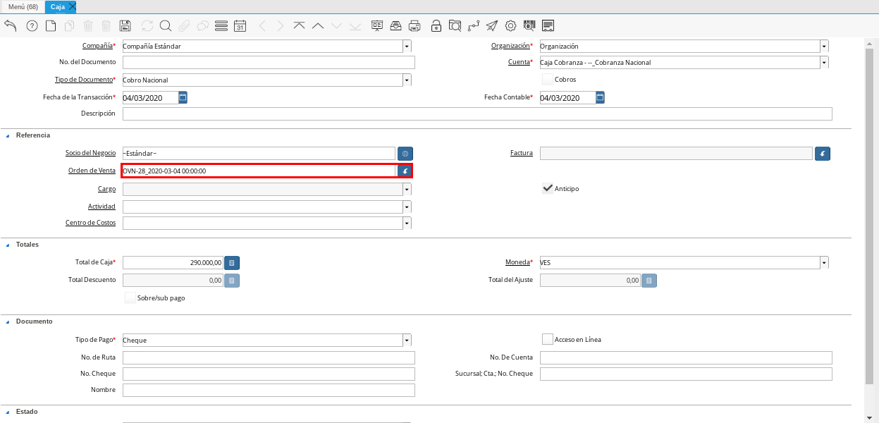 Campo Orden de Venta1