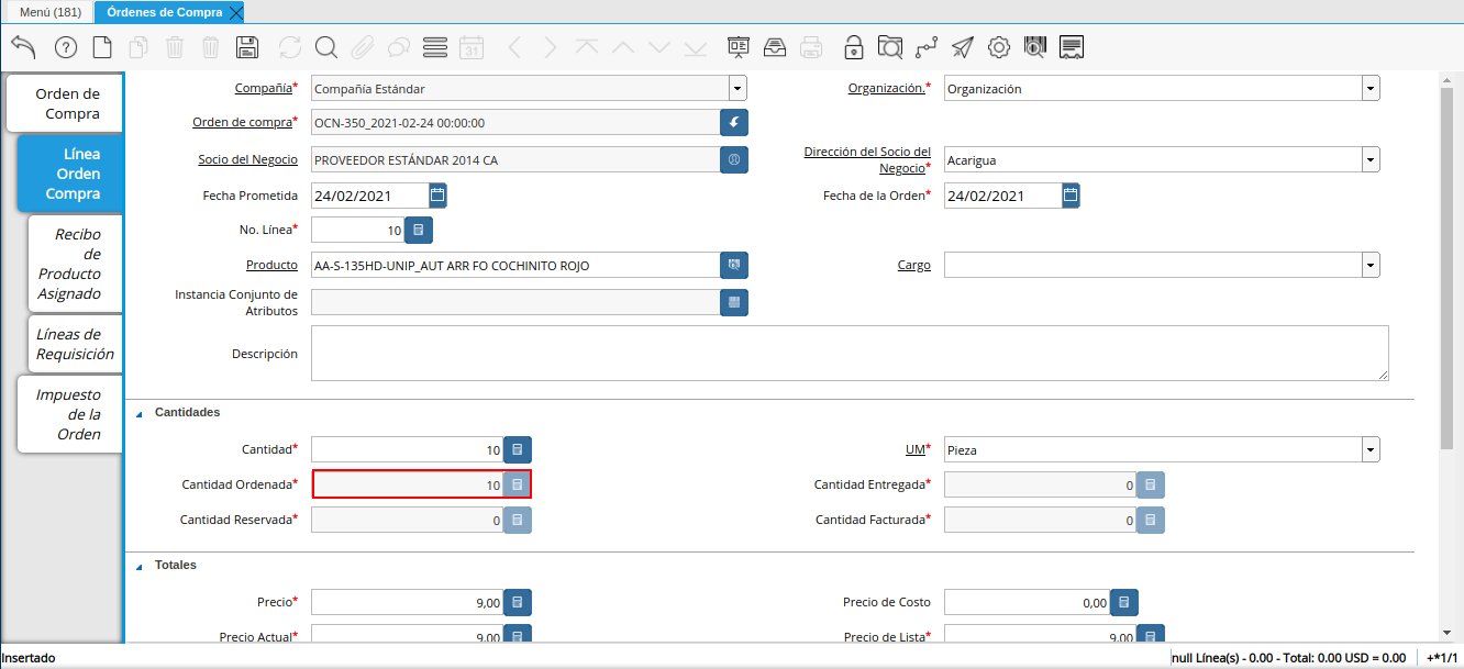 campo cantidad ordenada orden multimoneda