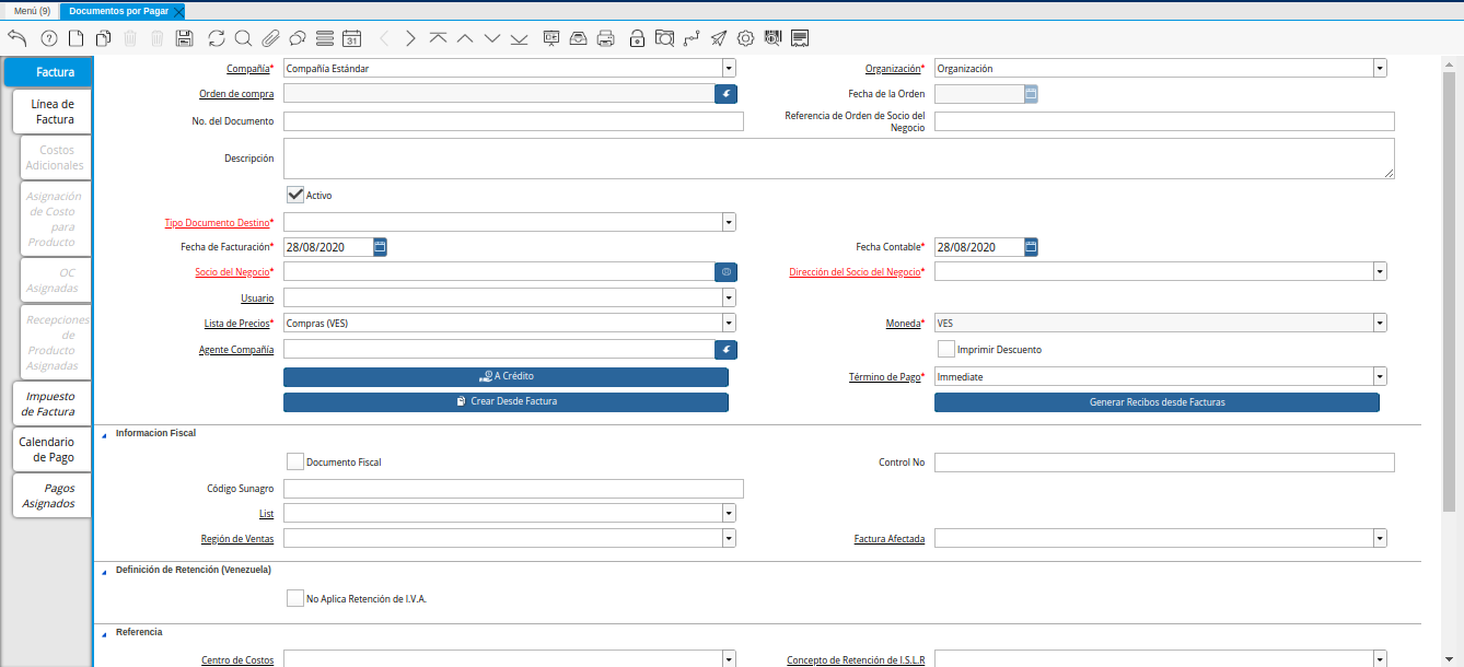 Ventana Documentos por Pagar