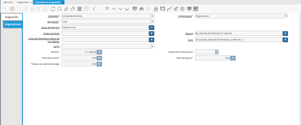 Pestaña Asignaciones