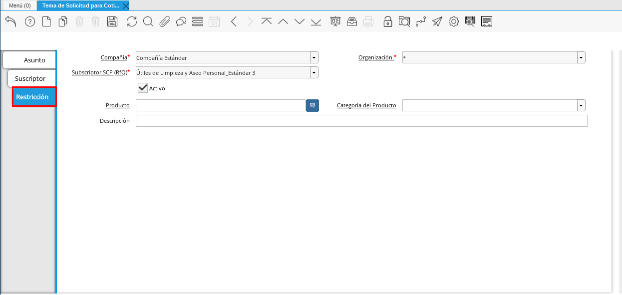 Pestaña Restricción