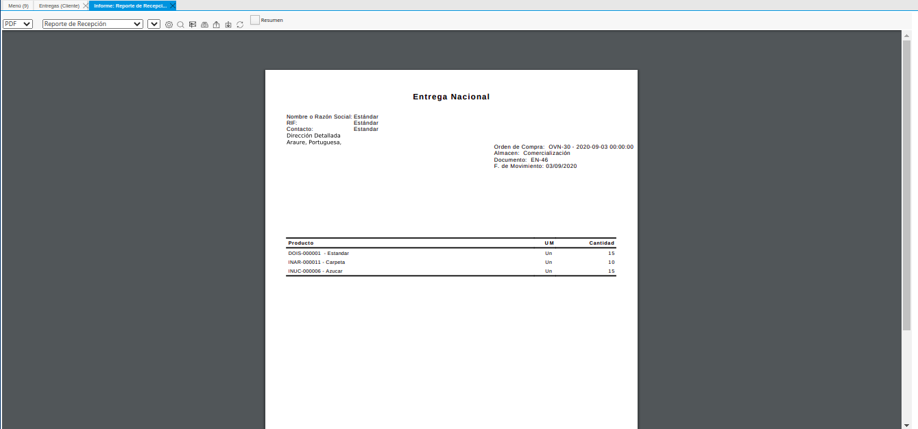 Imprimir Entregas Generadas