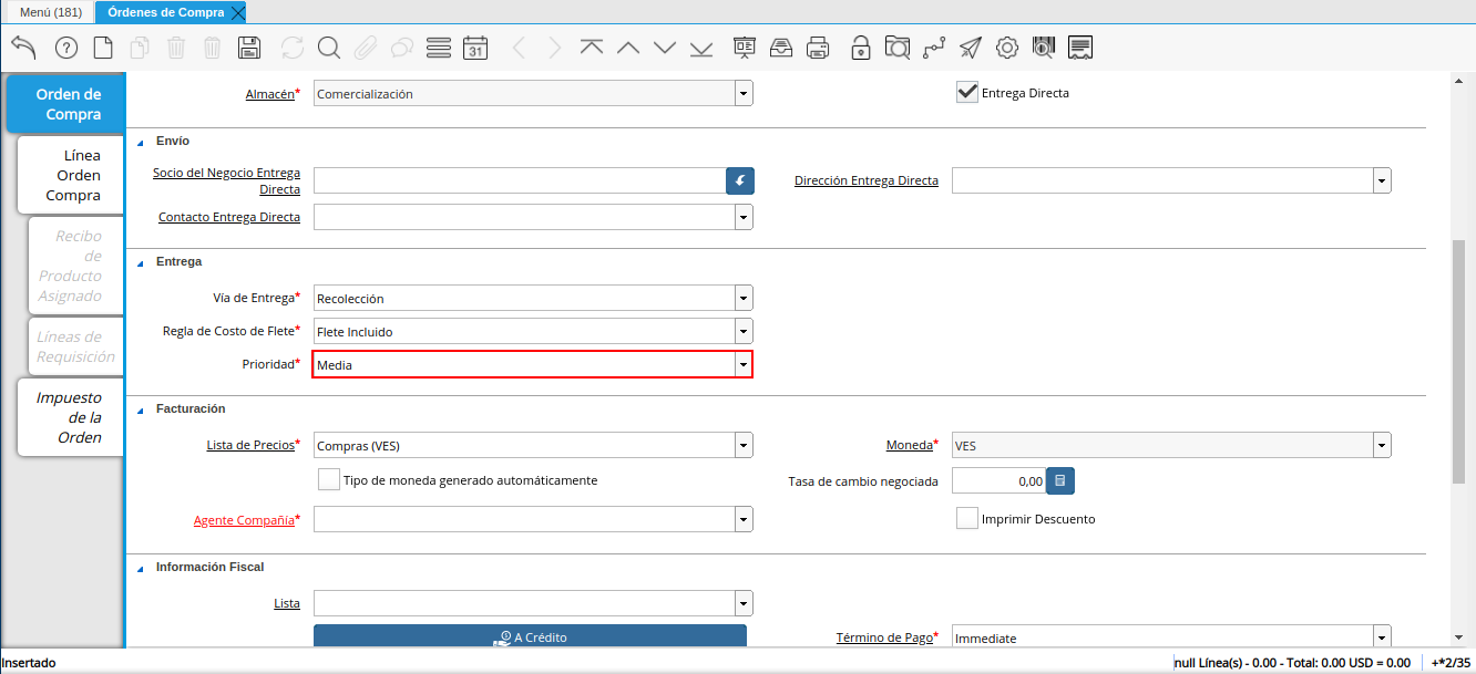 campo prioridad orden multimoneda