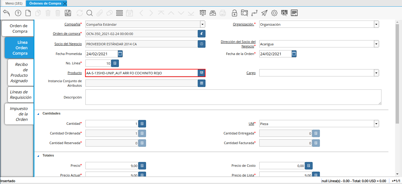 campo producto orden multimoneda