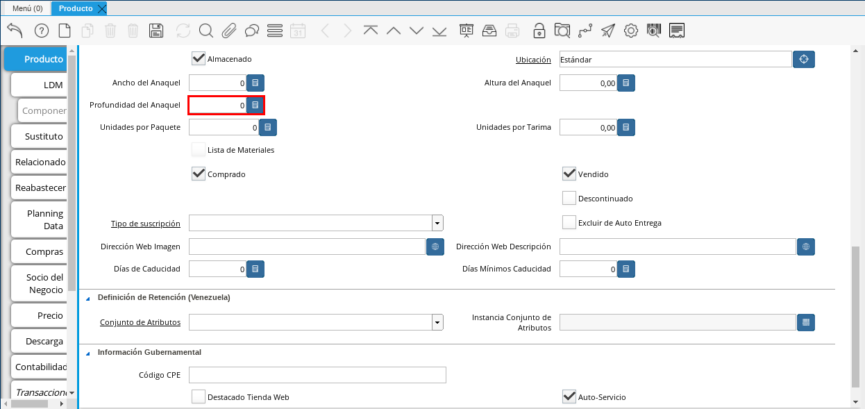 Campo Profundidad del Anaquel