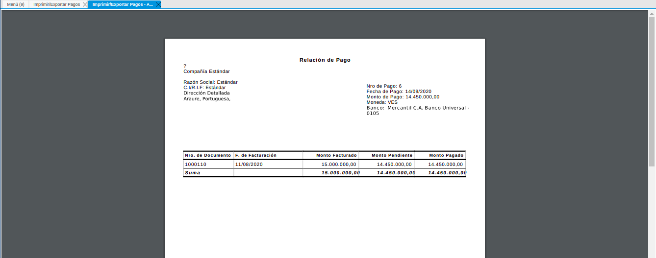 Comprobante de Relación de Pago