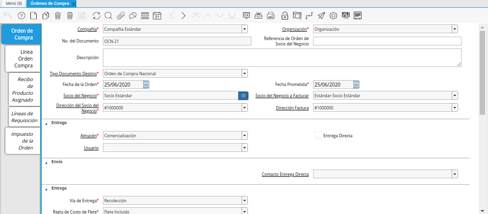 Ventana Orden de Compra
