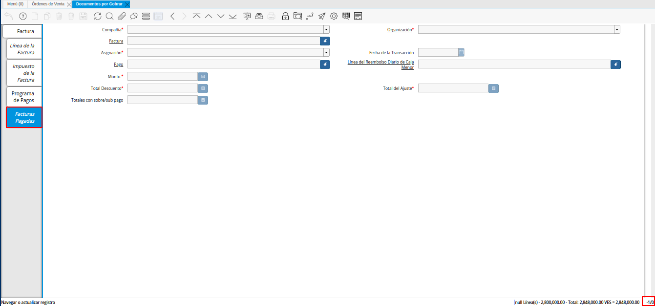 consulta de pagos asignados a la factura generada