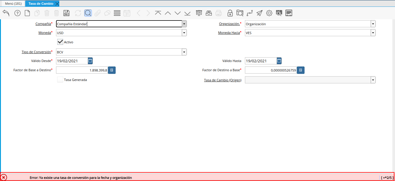 caso de coincidencia de tasas a la fecha
