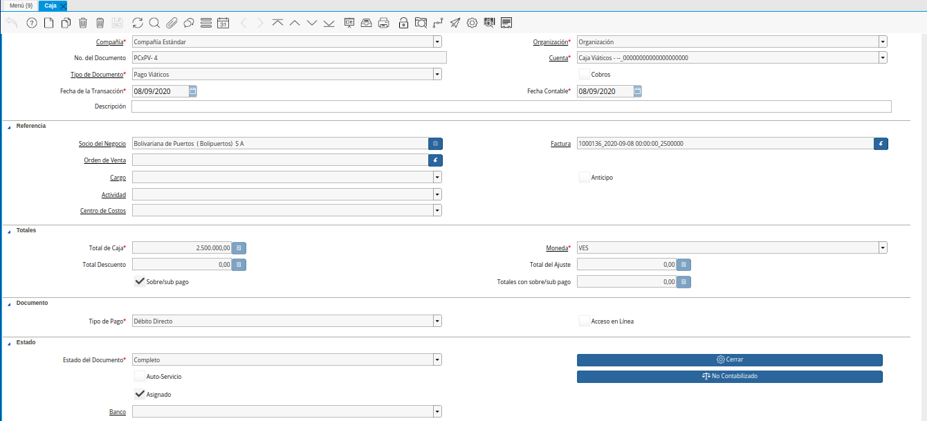 relación de factura gasto mayor a viáticos