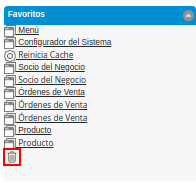 Icono Eliminar de la Sección Favoritos