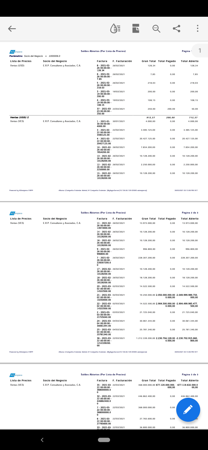 reporte de saldos abiertos