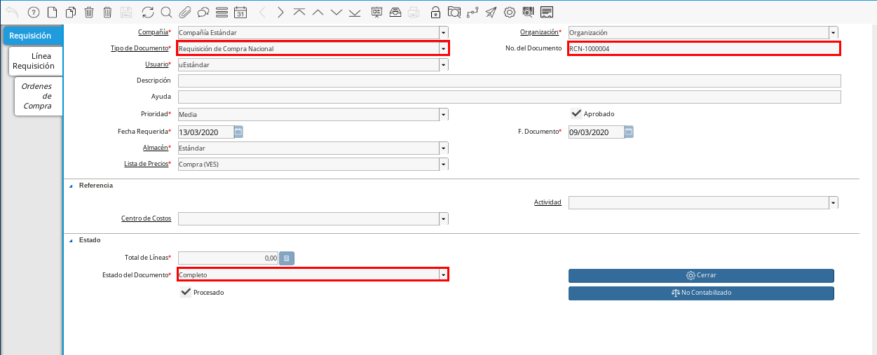 Documento de Requisición