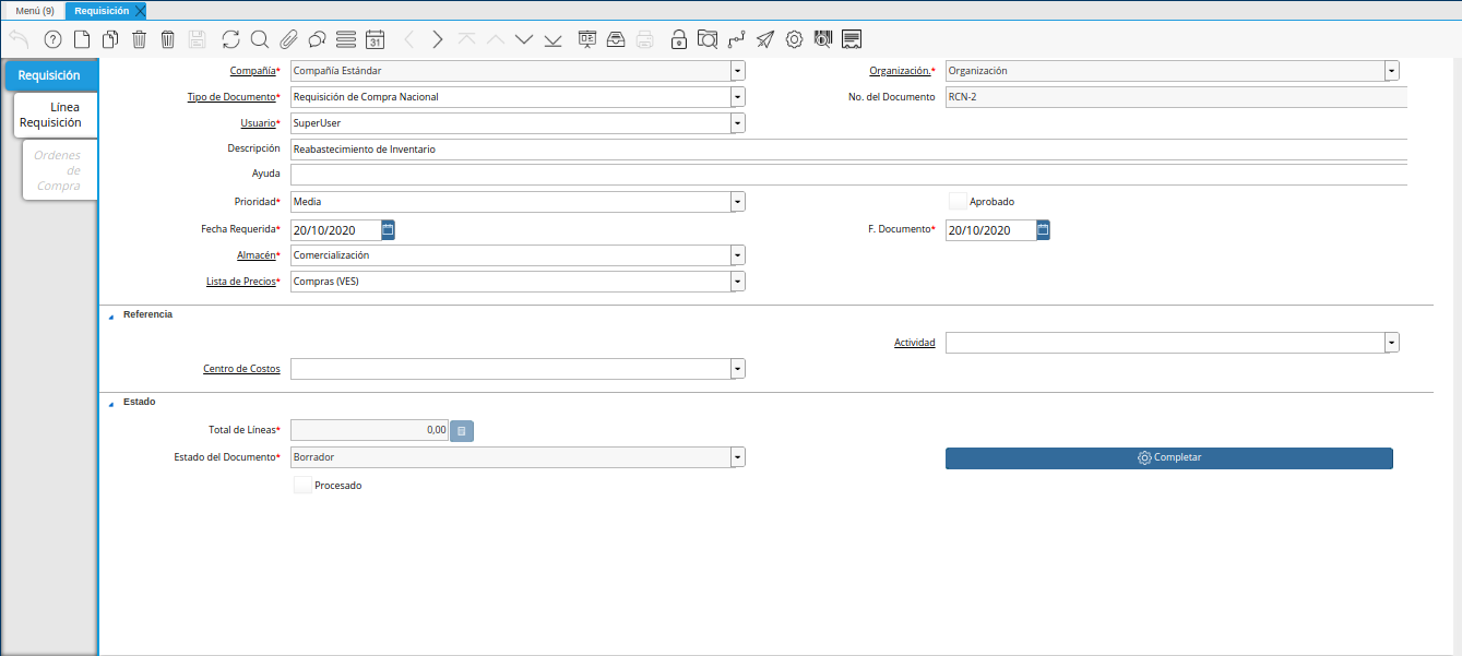 consulta de requisición