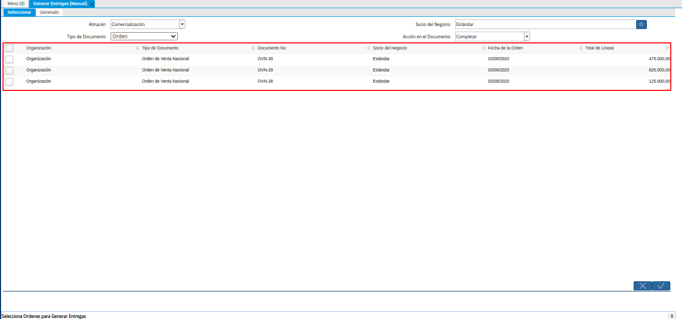 Órdenes de Venta con Coincidencia en la Búsqueda