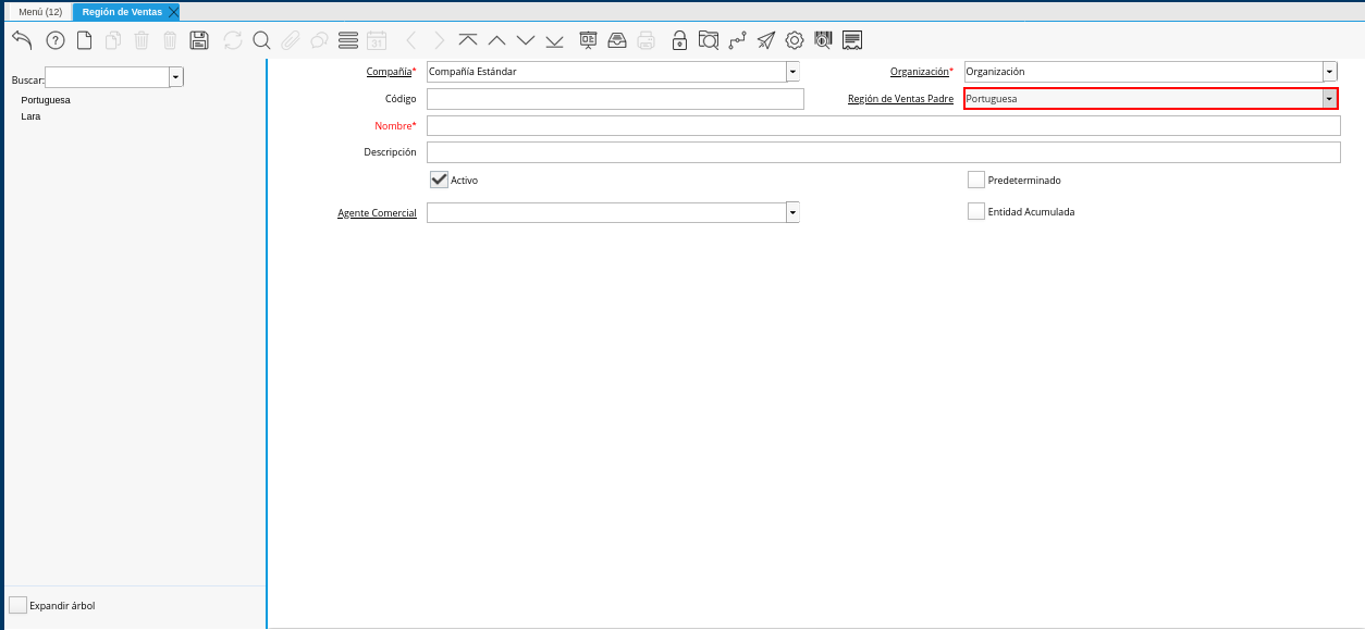 Campo Región de Ventas Padre de la Ventana Región de Ventas
