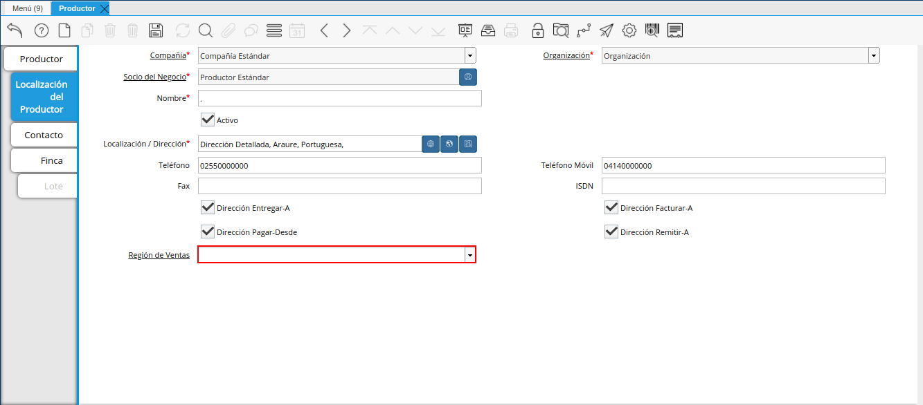 Campo Región de Ventas