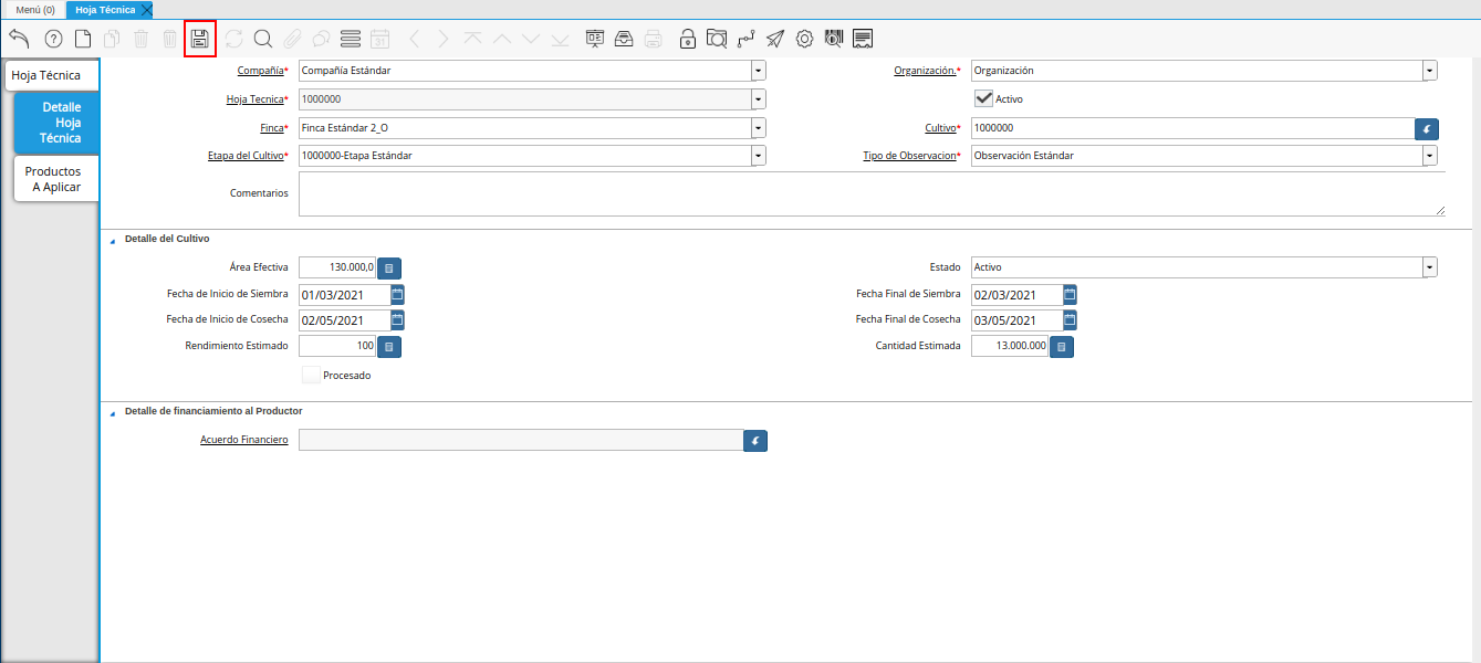 icono guardar cambios de la pestaña detalle de hoja técnica de la ventana hoja técnica