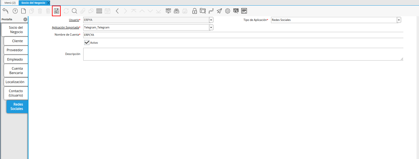 icono guardar cambios de la pestaña redes sociales de la ventana socio del negocio