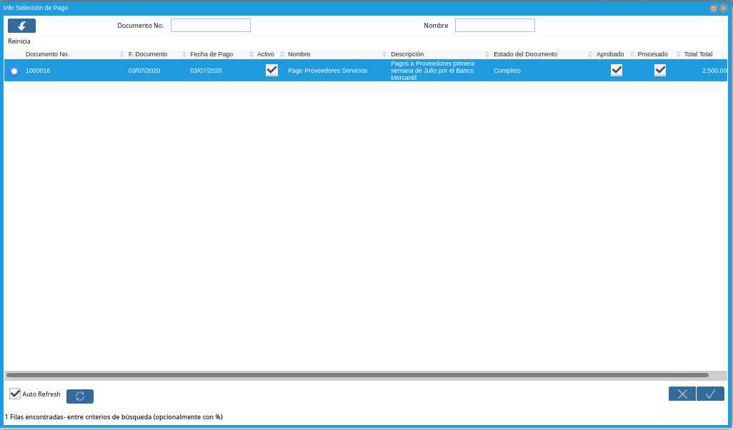 Búsqueda Selección de Pago Directa