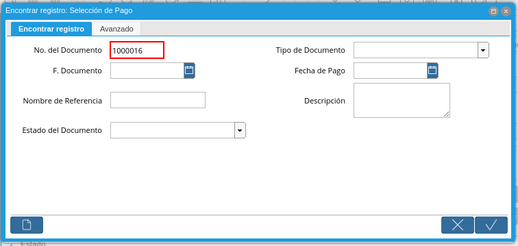 Ventana de búsqueda Encontrar Registros