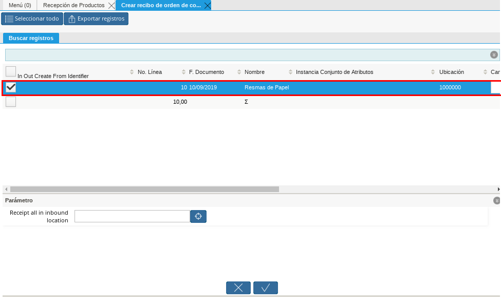 Selección de Factura