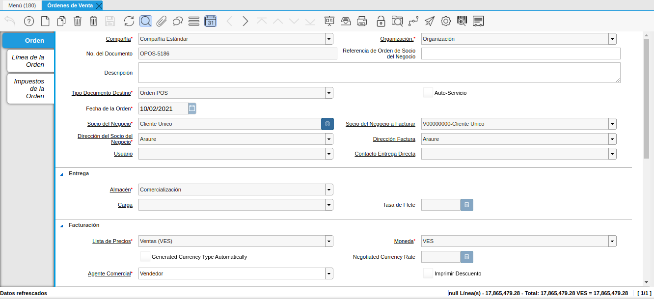 orden de venta para anular
