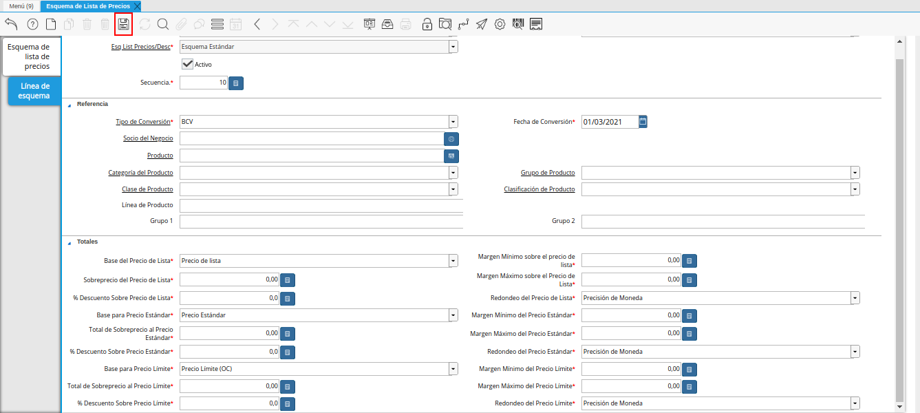 icono guardar cambios de la pestaña línea de esquema
