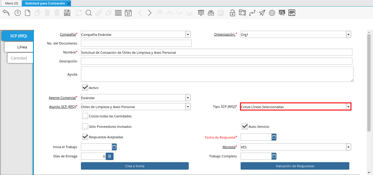 Campo Tipo SCP (RfQ)