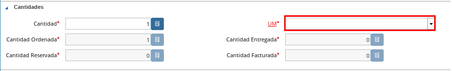 Campo Unidad de Medida