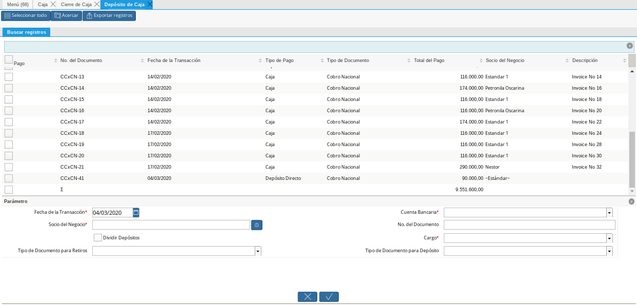 Ventana de Búsqueda Inteligente Depósito de Caja 2