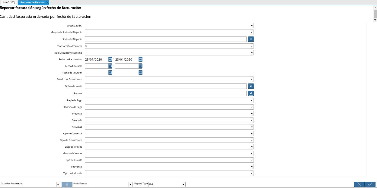 Ventana Resumen de Facturas 1