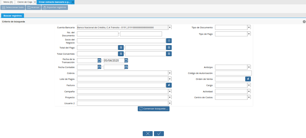 Ventana de Búsqueda Inteligente y Selección de Opción Comenzar Búsqueda