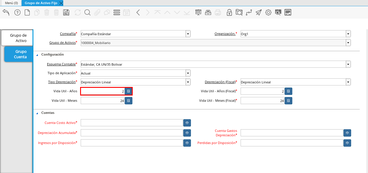 Campo Vida Útil - Años