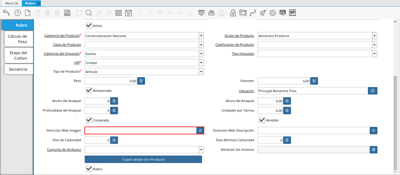 Campo Dirección Web Imagen
