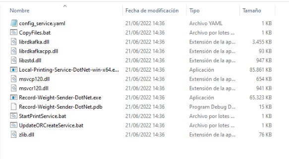 Estrutura de Carpeta con la version instalada