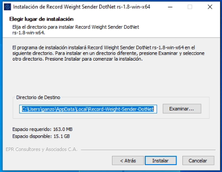 Ruta de instalación