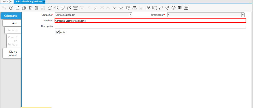 Ventana Año Calendario Período