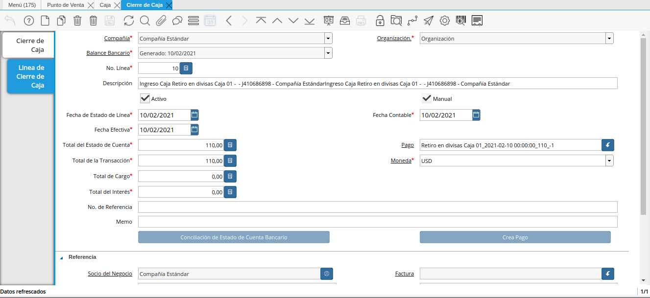 Registro de Retiro Generado en Caja Administrativa