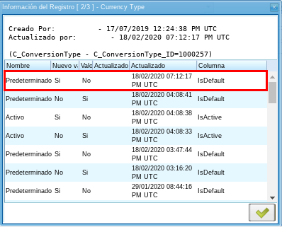 Actualizaciones del Tipo de Conversión 1