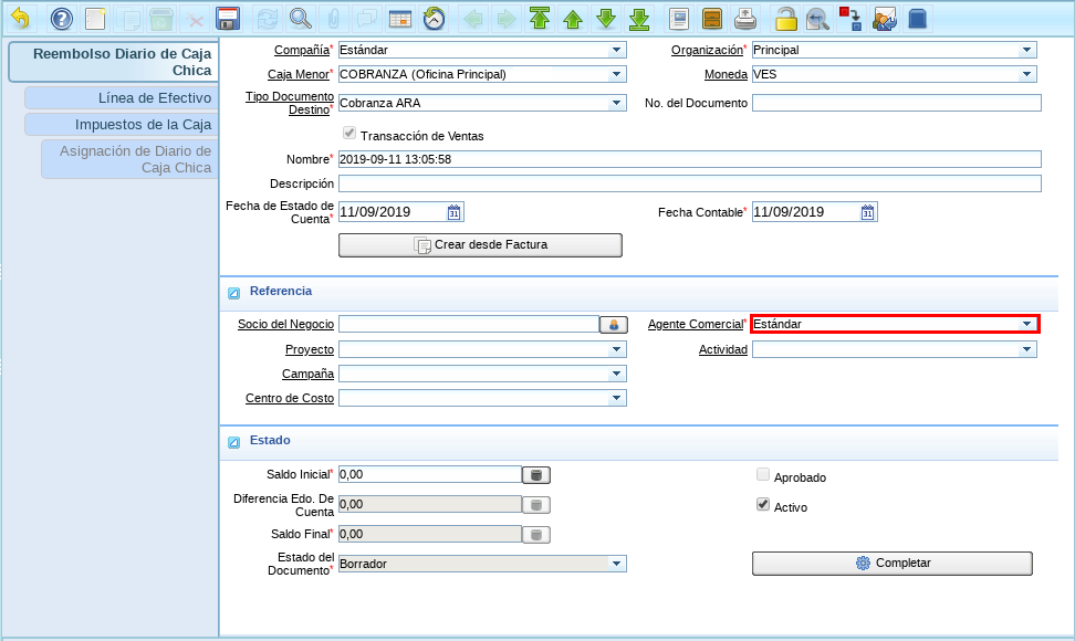 Campo Agente Comercial