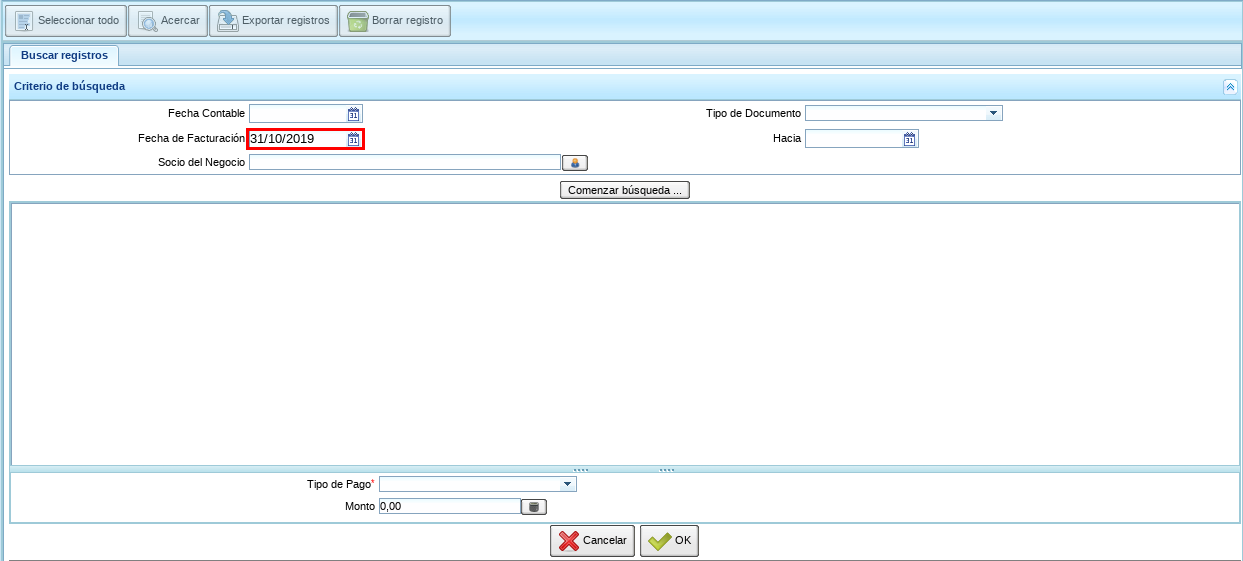 Campo Fecha de Facturación