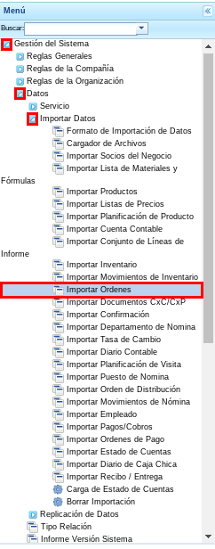 Menú de ADempiere 2