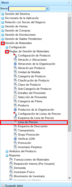 Menú de ADempiere 1