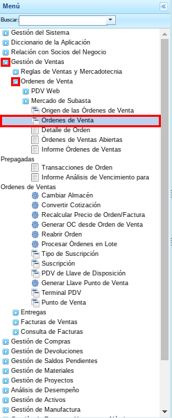 Menú de ADempiere 3