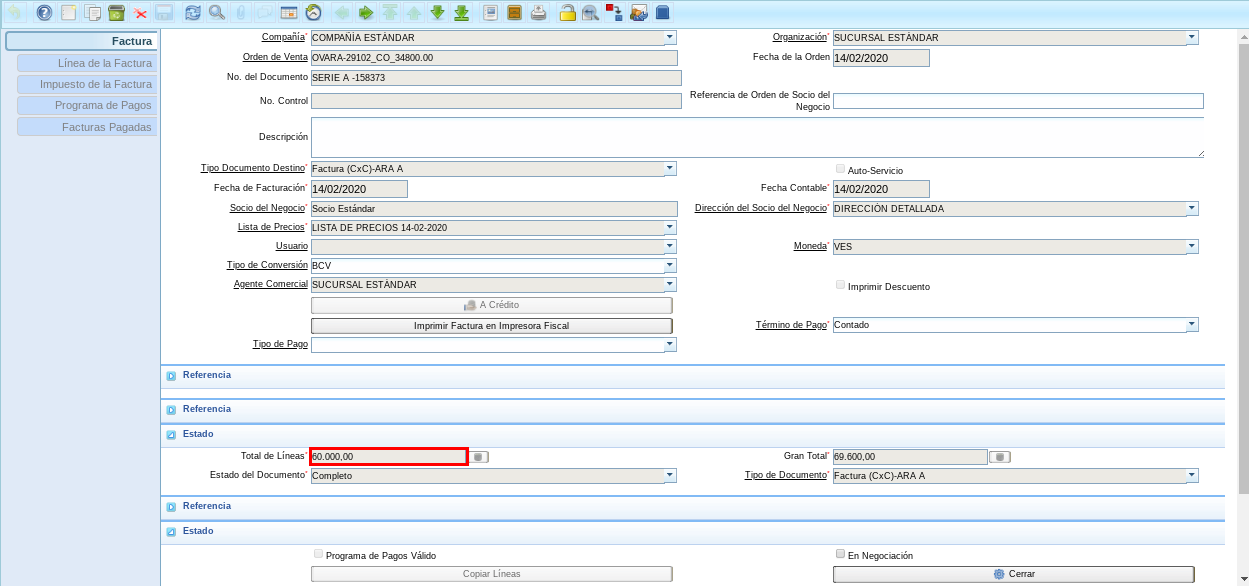 Monto de la Factura Actualizado 1