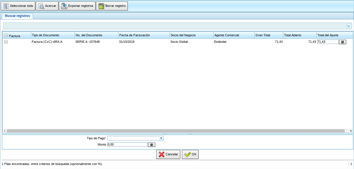 Facturas del Socio del Cliente con Conversión